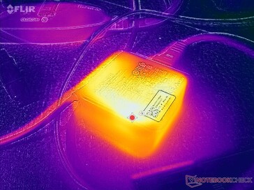 AC-adaptern når nästan 50 C vid krävande belastningar