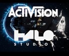 Logotyperna för Activision och Halo Studios visas