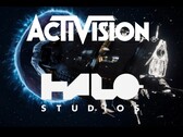 Logotyperna för Activision och Halo Studios visas