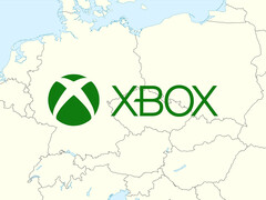 Centraleuropeisk karta med Xbox-logotyp (Bildkälla: Microsoft Gaming, Wikimedia Commons: World Data Base II data med redigeringar)