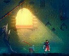 Dead Cells Steam-skärmdump med karaktär som står i en solstråle i en fängelsecell