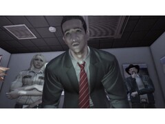 En skärmdump i spelet från Deadly Premonition som visar upp spelets huvudperson och birollsinnehavare. (Bildkälla: Steam)