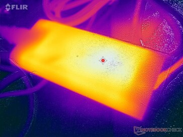 AC-adaptern kan nå 50 C vid krävande belastningar under långa perioder