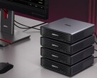 Upp till fyra Lenovo ThinkCentre X Ultra-minidatorer kan klustras till en kraftfull AI-server.