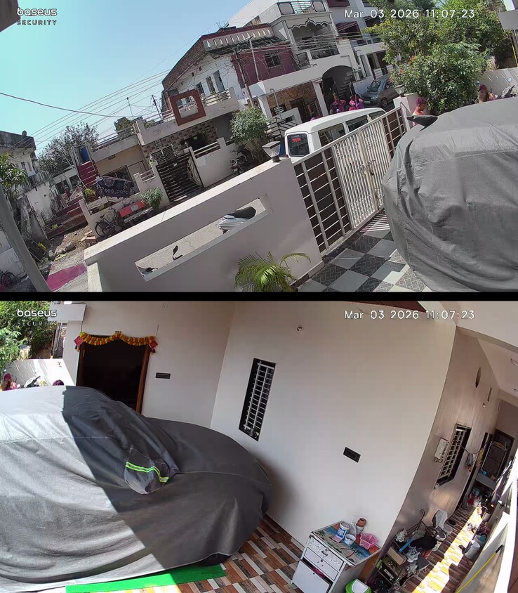 Bild av husets framsida i dagsljus