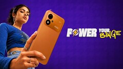 En reklambild för Xiaomi Poco M8 Power med en ung kvinna