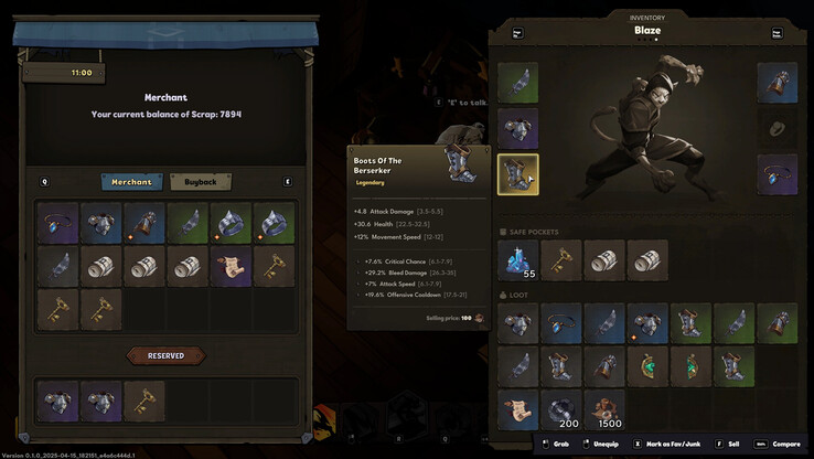Inventeringsskärmen i Raiders of Blackveil lovar betydande byte och anpassningsmekanik. (Bildkälla: Steam)