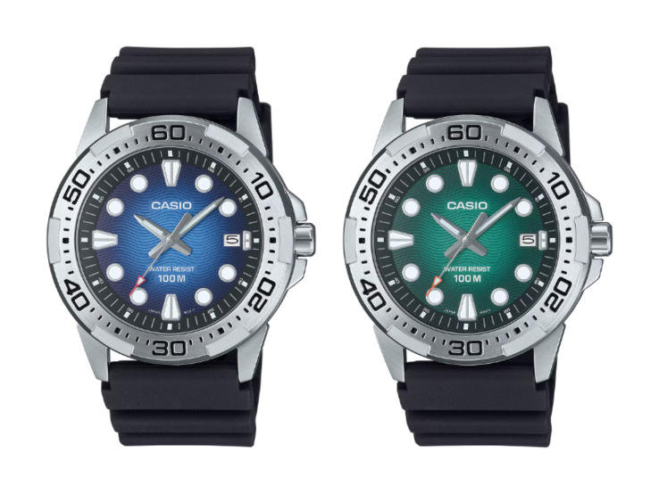 Från vänster till höger: Casio Marine Sports MTD-140-2AV och MTD-140-3AV klockor. (Bildkälla: Casio, redigerad)