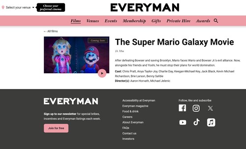 Everyman Cinema The Super Mario Galaxy Filmbeskrivning
