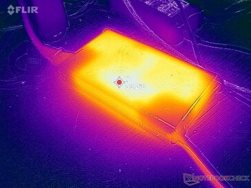 AC-adaptern kan nå 60 C när du kör krävande belastningar under långa perioder