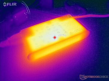 AC-adaptern kan nå över 47 C vid krävande belastningar