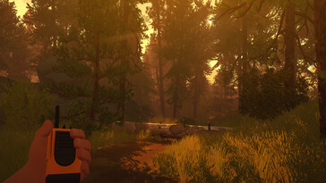 En bild som visar en skog i Firewatch.