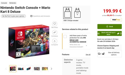 Nintendo Switch Mario Kart 8 Deluxe-paketet hos Fnac visas
