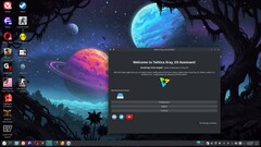 Arch-baserat Xray_OS Linux-skrivbord med Tolitica-assistent (Bildkälla: Xray_OS på SourceForge)