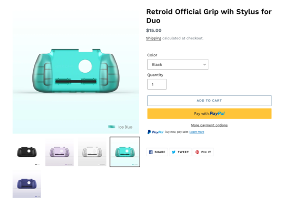 Gripfodralet med stylus finns i fem färger.