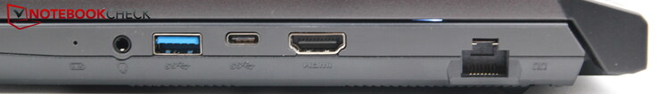 Just det: LAN, HDMI, USB-C 3.0, USB-A 3.0, ljudport