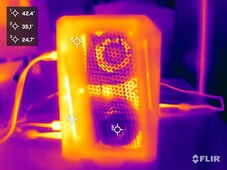 Asus ROG NUC 15 under stresstest (vänster sida)