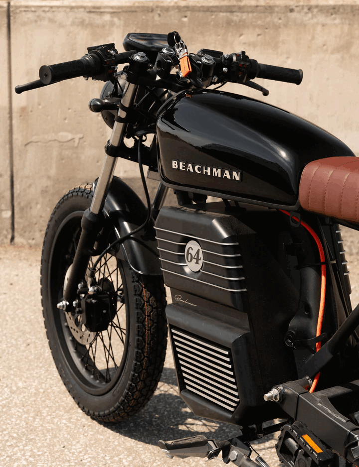 Beachmans elcykel '64 har ett stort, löstagbart batteri på 2,88 kWh (Bildkälla: Beachman)