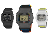 På bilden - Casio G-Shock DW-5600MNC-1, DW-5600MNC-BA2 och DW-5600MNC-7A8 mot en vit bakgrund.