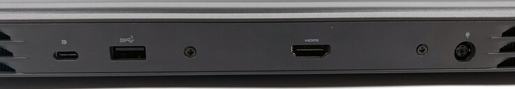 Baksida: 1x USB 3.2 Gen 2 (Typ-C, DisplayPort), 1x USB 3.2 Gen 1 (Typ-A), 1x HDMI 2.0, 1x strömförsörjning