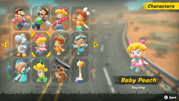Karaktärsval i Mario Kart World (bildkälla: skärmdump, Nintendo of America)