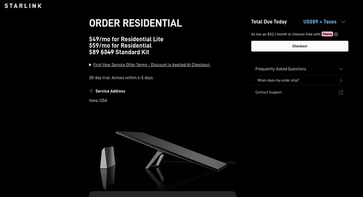 Starlink slår 260 $ rabatt på Standardpaketet och 50% rabatt på Residential-planen. (Bildkälla: Starlink)