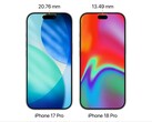 Dynamisk ö av iPhone 17 Pro vs ryktad iPhone 18 Pro.