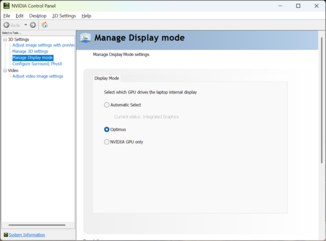 GPU-inställningarna i Nvidias kontrollpanel växlar automatiskt mellan standard och hög uppdateringsfrekvens