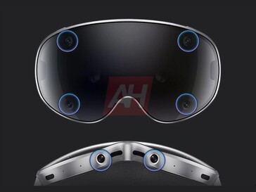 Rendering som visar handspårningskameror på Galaxy XR headset. (Bildkälla: Android Headlines)