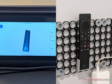 En inscannad TCL-fjärrkontroll och ett 3D-printat fäste.