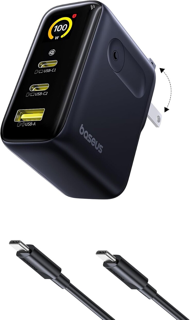 PicoGo AE21 snabbladdare med digital display 2C+U 100W. (Bildkälla: Baseus)