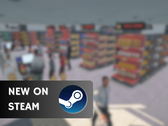 Supermarket Simulator kommer att finnas tillgängligt för $14,99 fram till den 26 juni. På bilden - en skärmdump från spelet med Steam-logotypen och texten "New on Steam" ovanpå. (Bildkälla: Steam - Redigerad)