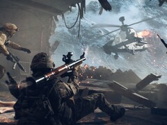 Battlefield 6-soldat riktar en RPG mot en attackhelikopter. (Bildkälla: EA)