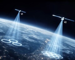 En illustration av mobila satellitstrålar.