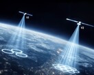 En illustration av mobila satellitstrålar.