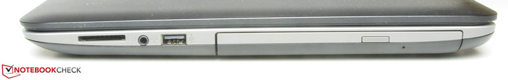 Right: memory-card reader, combo audio, USB 2.0, DVD burner
