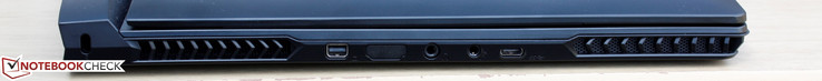 Left: 1x mDP, 1x HDMI (covered), 1x 3.5 mm headphones, 1x 3.5 mm microphone, 1x USB 3.1 Type-C Gen. 2