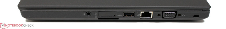 Högersidan: Kombinerat stereojack, 4-in-1 kortläsare, USB 3.0, LAN, VGA, Kensingtonlås