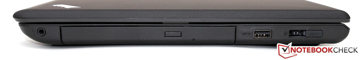 Right side: headset port, DVD burner, USB 3.0, power/OneLink
