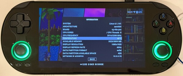 En bild som visar de viktigaste specifikationerna för Anbernic RG Vita Pro.