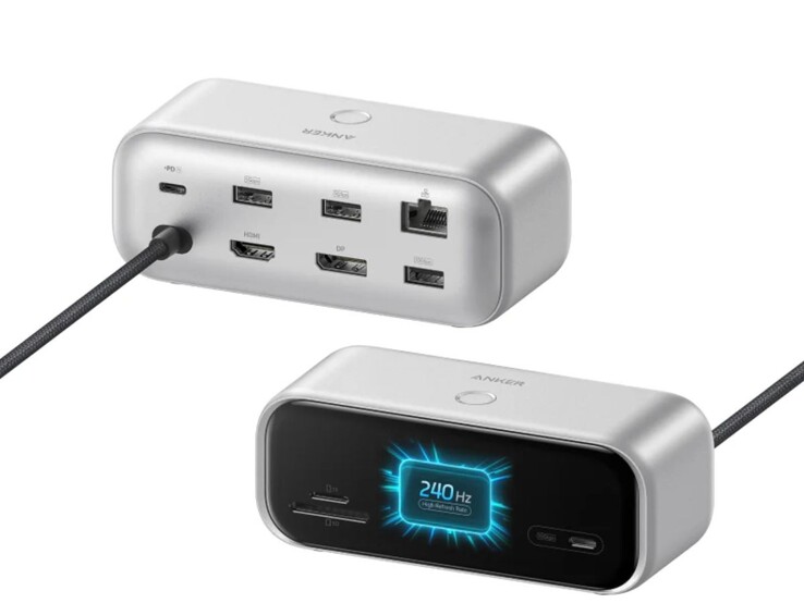 Silverversionen av Anker Nano USB-C Hub (10-i-1, 240 Hz, display)