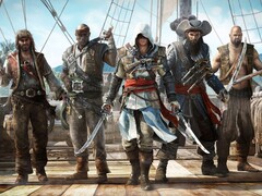 Assassin's Creed IV: Black Flag konstverk med Edward Kenway med sin besättning av pirater på ett skepp (Bildkälla: Ubisoft)