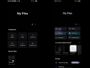 Vänster: Appen Mina filer på One UI 7. Till höger: Appen Mina filer på One UI 8 (redigerad). (Bildkälla: Smartprix)