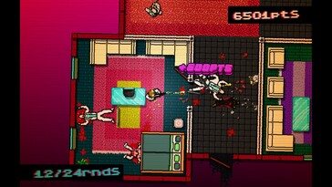 Bild: En skärmdump från spelet Hotline Miami.