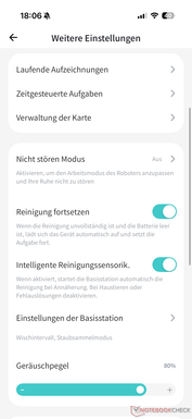 Meny med inställningar