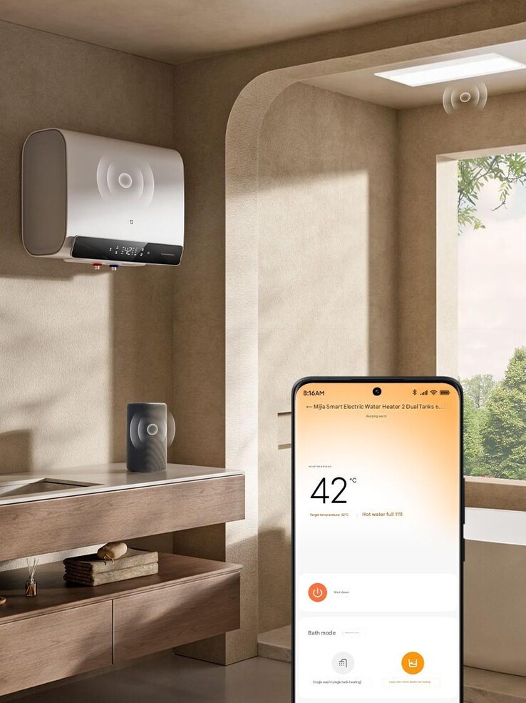 Xiaomi Mijia Smart Electric Water Heater 2 är kompatibel med varumärkets app. (Bildkälla: Xiaomi, maskinöversatt)