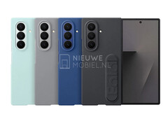 Galaxy Z Fold7 kan redan ses i sina fyra lanseringsfärger via dessa läckta förstapartsskal. (Bildkälla: via NieuweMobiel)