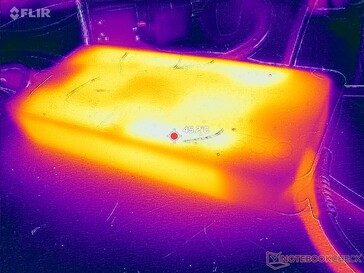 AC-adaptern når över 45 C vid krävande belastningar