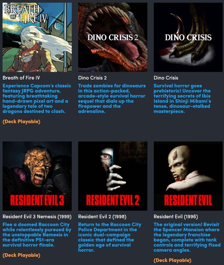 Alla spel som ingår i Humble Bundle Capcom Classics Bundle
