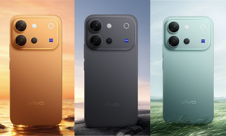 Vivo V8 i färgerna Sunrise Anthem, Stellar Black och Horizon Blue